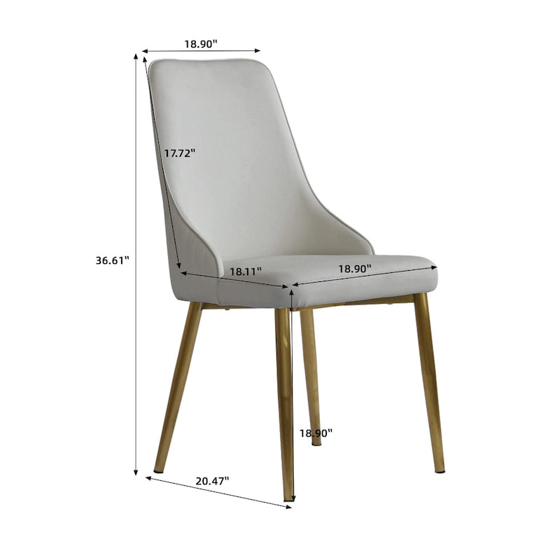 Lot de 2 chaises de salle à manger en cuir PU rembourrées