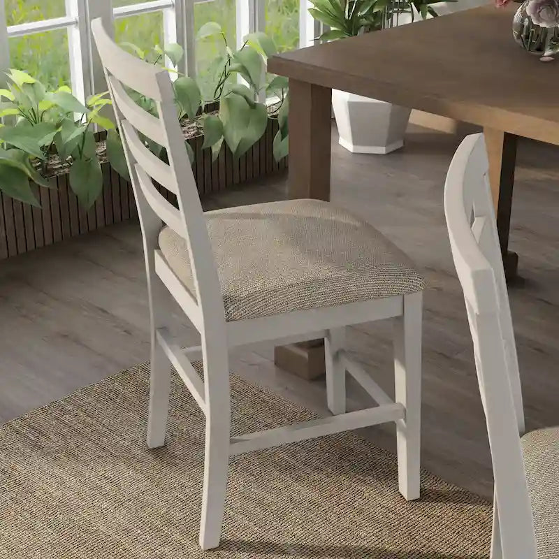 Chaises de salle à manger hautes en bois blanc Biaz Farmhouse (lot de 2)