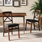 Lot de 2 chaises de salle à manger pliantes avec assise rembourrée en PVC