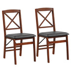 Lot de 2 chaises de salle à manger pliantes avec assise rembourrée en PVC