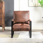 Fauteuil Hosam 25,4" avec revêtement en PU/microfibre et accoudoirs en métal