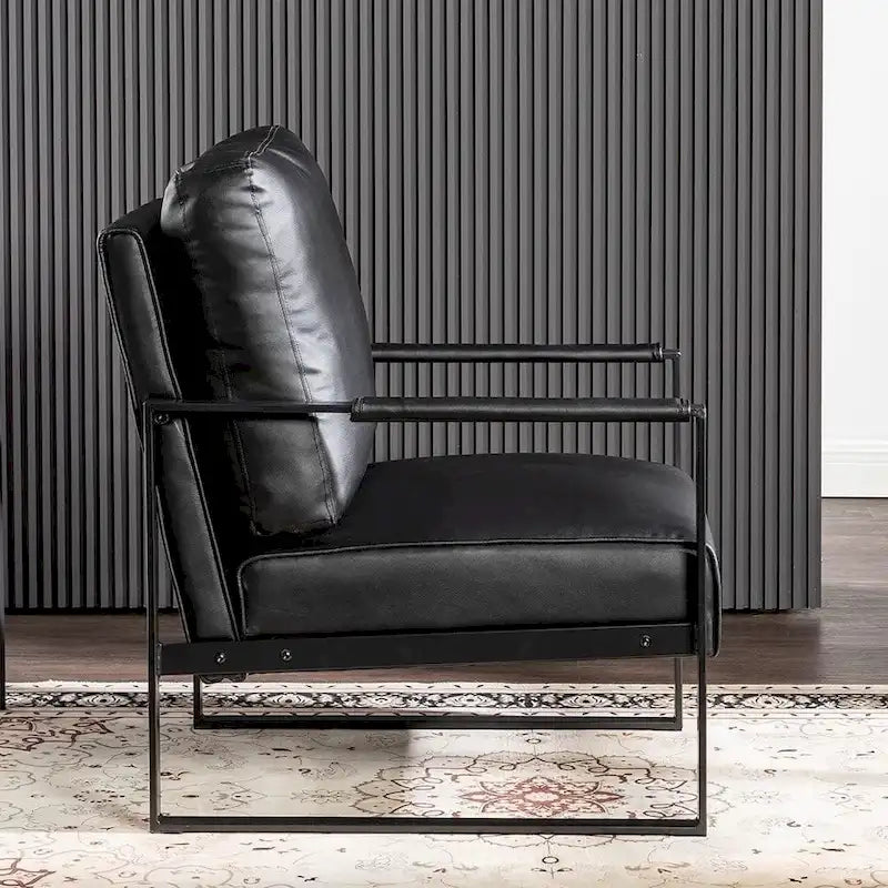 Fauteuil Hosam 25,4" avec revêtement en PU/microfibre et accoudoirs en métal