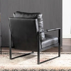 Fauteuil Hosam 25,4" avec revêtement en PU/microfibre et accoudoirs en métal