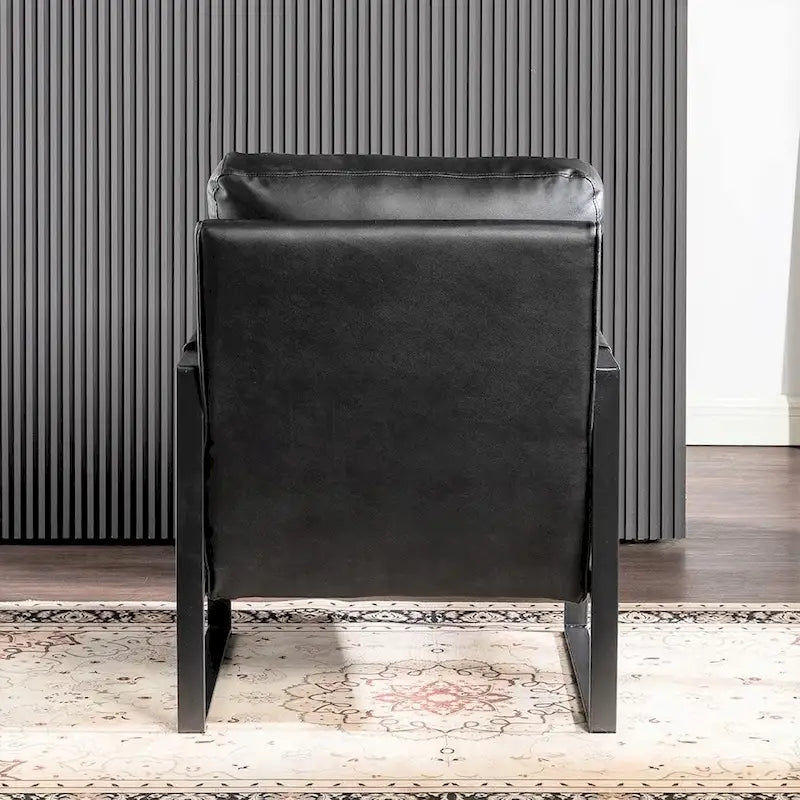 Fauteuil Hosam 25,4" avec revêtement en PU/microfibre et accoudoirs en métal