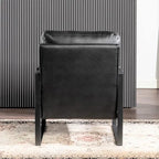 Fauteuil Hosam 25,4" avec revêtement en PU/microfibre et accoudoirs en métal