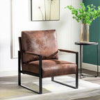 Fauteuil Hosam 25,4" avec revêtement en PU/microfibre et accoudoirs en métal