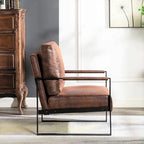 Fauteuil Hosam 25,4" avec revêtement en PU/microfibre et accoudoirs en métal