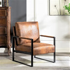 Fauteuil Hosam 25,4" avec revêtement en PU/microfibre et accoudoirs en métal