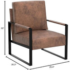 Fauteuil Hosam 25,4" avec revêtement en PU/microfibre et accoudoirs en métal