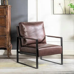 Fauteuil Hosam 25,4" avec revêtement en PU/microfibre et accoudoirs en métal
