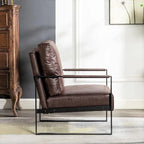 Fauteuil Hosam 25,4" avec revêtement en PU/microfibre et accoudoirs en métal
