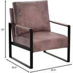 Fauteuil Hosam 25,4" avec revêtement en PU/microfibre et accoudoirs en métal