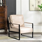 Fauteuil Hosam 25,4" avec revêtement en PU/microfibre et accoudoirs en métal