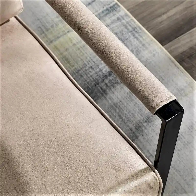 Fauteuil Hosam 25,4" avec revêtement en PU/microfibre et accoudoirs en métal