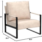 Fauteuil Hosam 25,4" avec revêtement en PU/microfibre et accoudoirs en métal