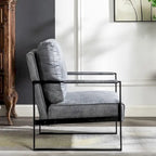 Fauteuil Hosam 25,4" avec revêtement en PU/microfibre et accoudoirs en métal