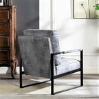 Fauteuil Hosam 25,4" avec revêtement en PU/microfibre et accoudoirs en métal