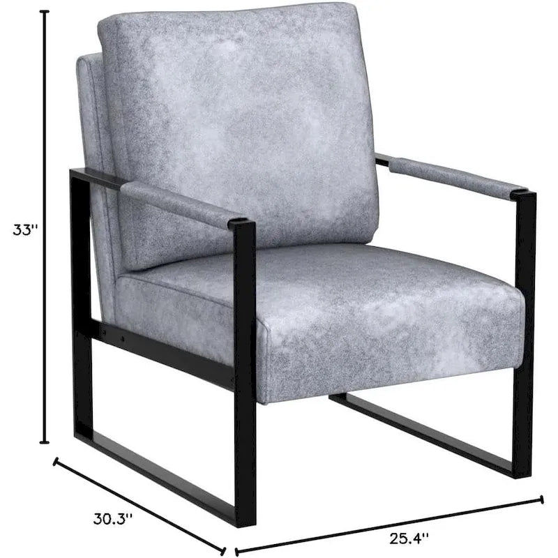 Fauteuil Hosam 25,4" avec revêtement en PU/microfibre et accoudoirs en métal