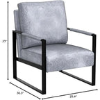 Fauteuil Hosam 25,4" avec revêtement en PU/microfibre et accoudoirs en métal