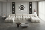 Modern U-Shaped Velvet Upholstered Modular Sectional Sofa 6-seater Extra Wide Chaise Lounge Couch for Living Room