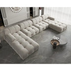 Canapé modulaire sectionnel en velours en U moderne, 6 places, méridienne extra large pour salon