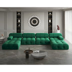 Canapé modulaire sectionnel en velours en U moderne, 6 places, méridienne extra large pour salon