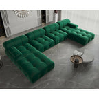 Canapé modulaire sectionnel en velours en U moderne, 6 places, méridienne extra large pour salon