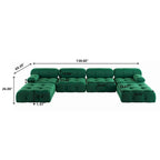 Canapé modulaire sectionnel en velours en U moderne, 6 places, méridienne extra large pour salon