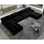 Canapé modulaire sectionnel en velours en U moderne, 6 places, méridienne extra large pour salon