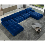 Canapé modulaire sectionnel en velours en U moderne, 6 places, méridienne extra large pour salon