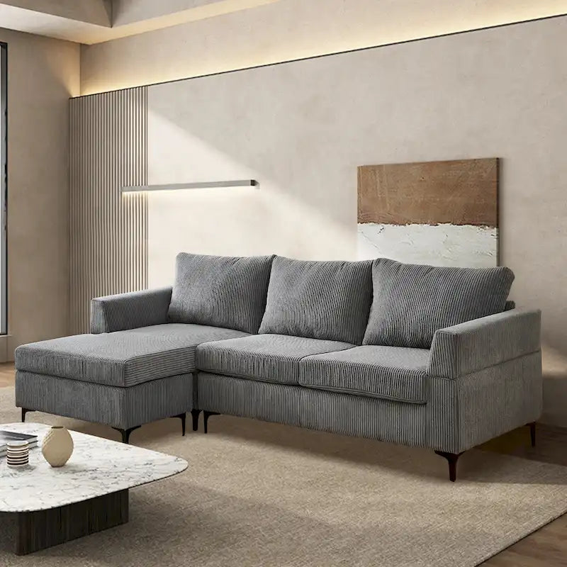 Canapé d'angle réversible en tissu polyester pour salon