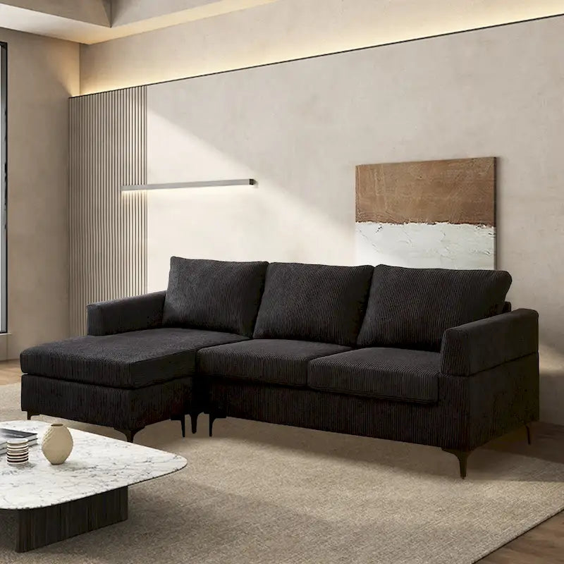 Canapé d'angle réversible en tissu polyester pour salon