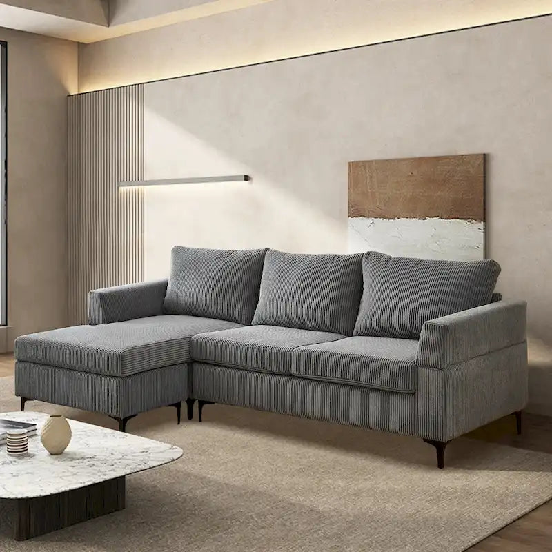 Canapé d'angle réversible en tissu polyester pour salon