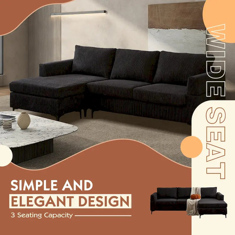 Canapé d'angle réversible en tissu polyester pour salon