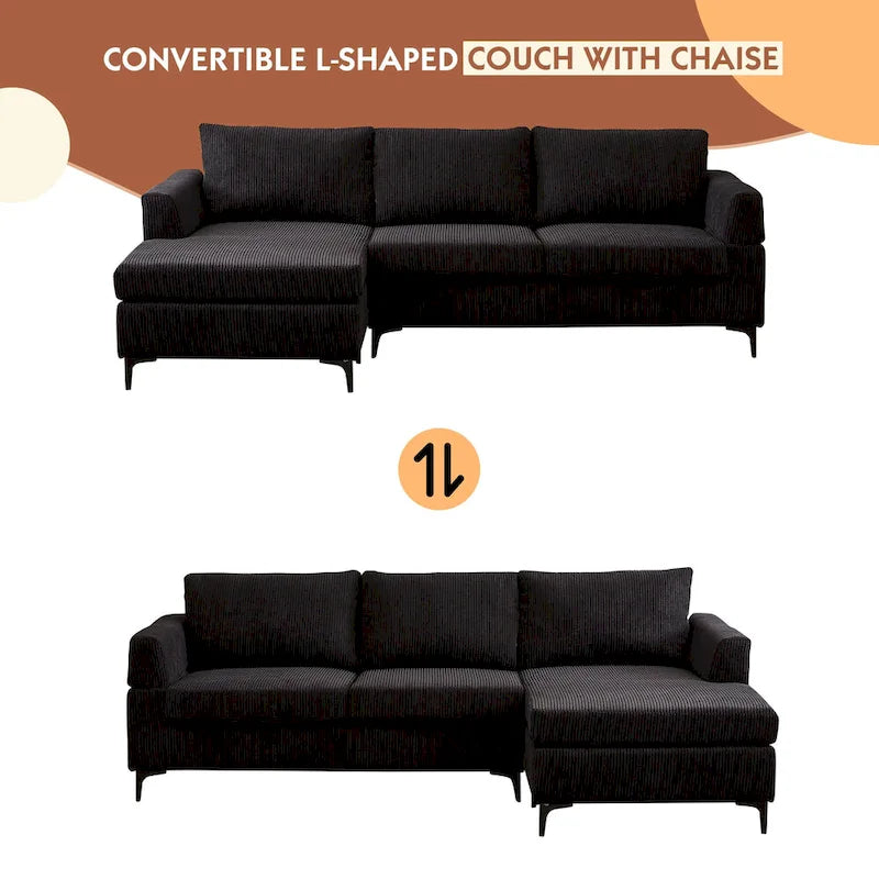 Canapé d'angle réversible en tissu polyester pour salon