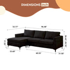 Canapé d'angle réversible en tissu polyester pour salon