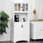 Buffet et vaisselier de cuisine Accent en bois avec porte vitrée et espace micro-ondes