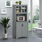 Buffet et vaisselier de cuisine Accent en bois avec porte vitrée et espace micro-ondes