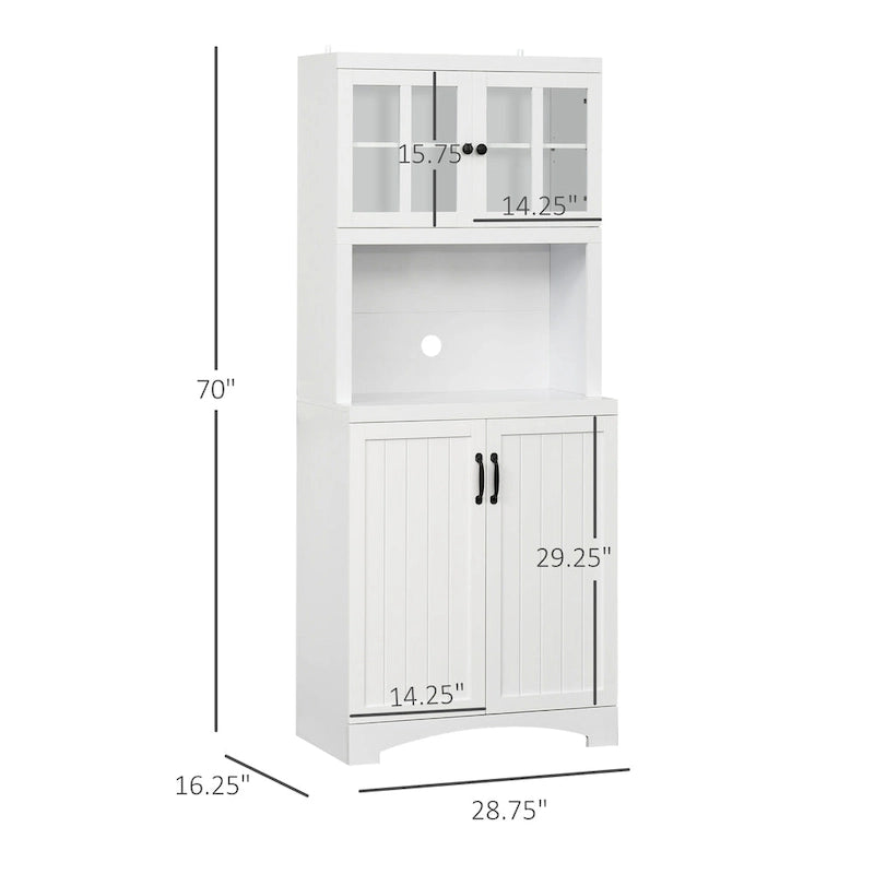 Buffet et vaisselier de cuisine Accent en bois avec porte vitrée et espace micro-ondes