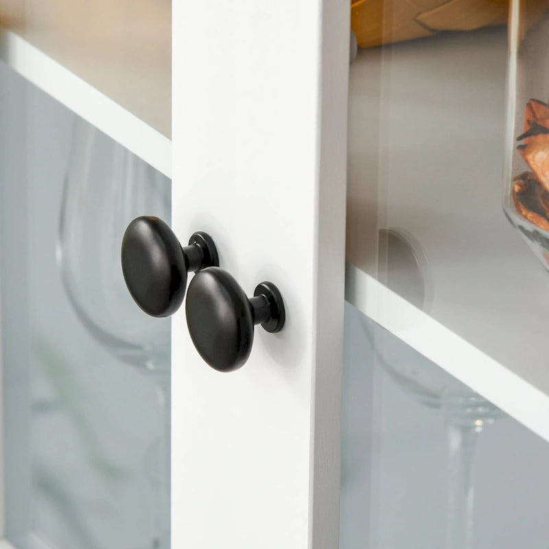 Buffet et vaisselier de cuisine Accent en bois avec porte vitrée et espace micro-ondes
