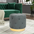 Tabouret de Maquillage Rond en Velours Ottoman avec Base Dorée