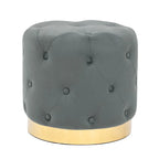 Tabouret de Maquillage Rond en Velours Ottoman avec Base Dorée