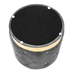 Tabouret de Maquillage Rond en Velours Ottoman avec Base Dorée