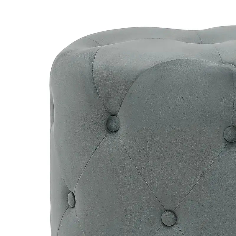 Tabouret de Maquillage Rond en Velours Ottoman avec Base Dorée