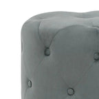 Tabouret de Maquillage Rond en Velours Ottoman avec Base Dorée