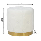 Tabouret de Maquillage Rond en Velours Ottoman avec Base Dorée