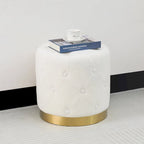 Tabouret de Maquillage Rond en Velours Ottoman avec Base Dorée