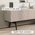Meuble TV Kelly adapté aux téléviseurs jusqu'à 65 po avec pieds en bois, design scandinave moderne du milieu du siècle