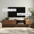 Meuble TV Kelly adapté aux téléviseurs jusqu'à 65 po avec pieds en bois, design scandinave moderne du milieu du siècle