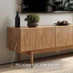 Meuble TV Kelly adapté aux téléviseurs jusqu'à 65 po avec pieds en bois, design scandinave moderne du milieu du siècle